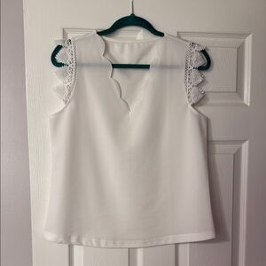 White Flutter Sleeve Ruffled Blouse